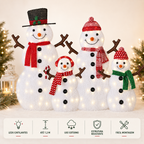 Família de Bonecos de Neve Iluminada – Encanto de Natal