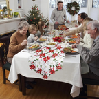 Caminho de Mesa de Natal Bordado Poinsétia