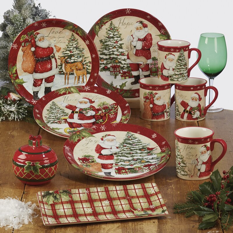 Conjunto de Louça Casa do Natal com 16 Peças, Serviço para 4 Pessoas