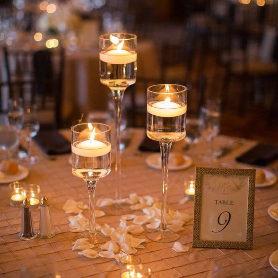 Conjunto 3 Peças Porta-Velas de Vidro Castiçais Elegantes para Decoração