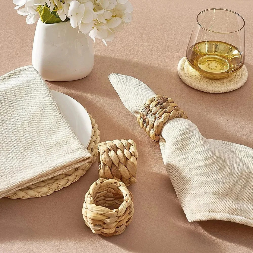 Conjunto de Anéis para Guardanapo em Rattan Feito à Mão