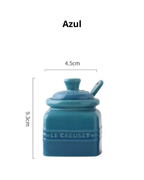 Conjunto de Potes de Cerâmica com Colher Armazenamento de Temperos Mel e Açúcar