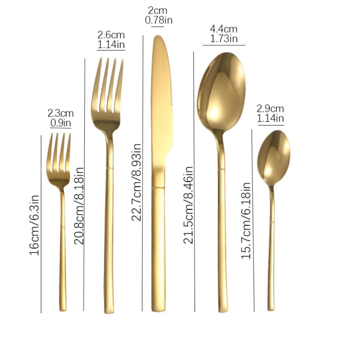 Conjunto de Talheres Slim de Aço Inoxidável 30 Peças