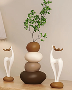 Conjunto de Vasos Criativos Cervo com Pedras Empilhadas para Decoração