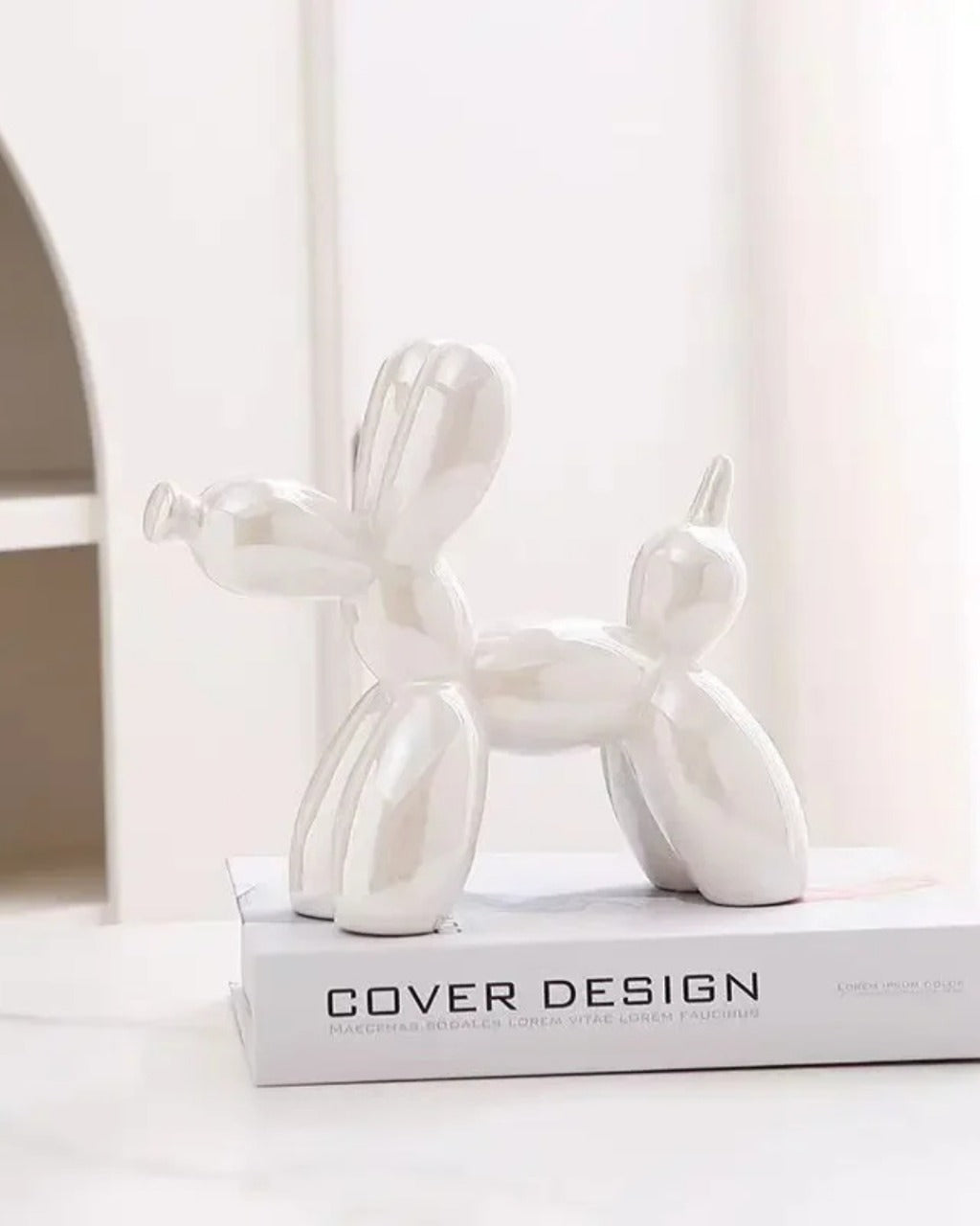 Escultura de Cachorro Balão em Cerâmica Decoração Moderna para Sala e Escritório