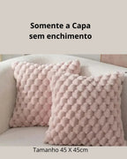 Fronha 3D de Pelúcia Macia com Padrão Abacaxi 45x45cm Para Sofá Sala ou Quarto