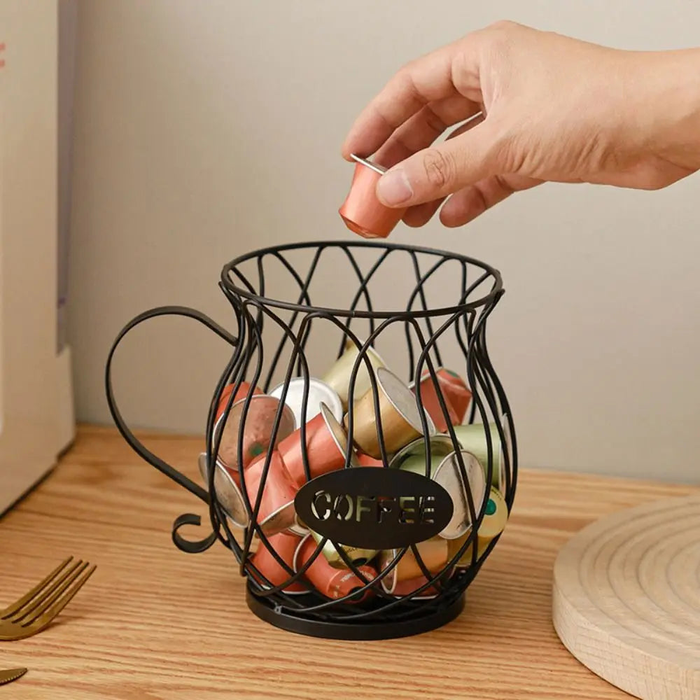 Porta-Cápsulas de Café em Ferro Elegante e Durável