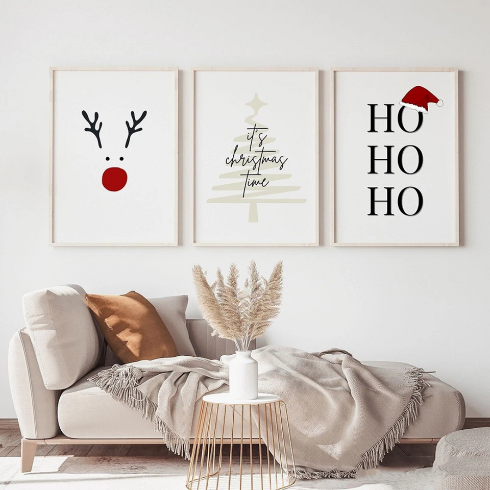Pôster Natalino Minimalista em Tela para Decoração de Parede