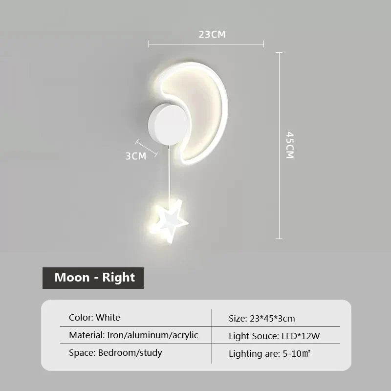 Luminária Infantil de Parede LED Cloud Star Moon