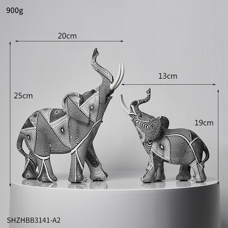 Kit de estatuetas modernas decorativas artesanais - Elefantes