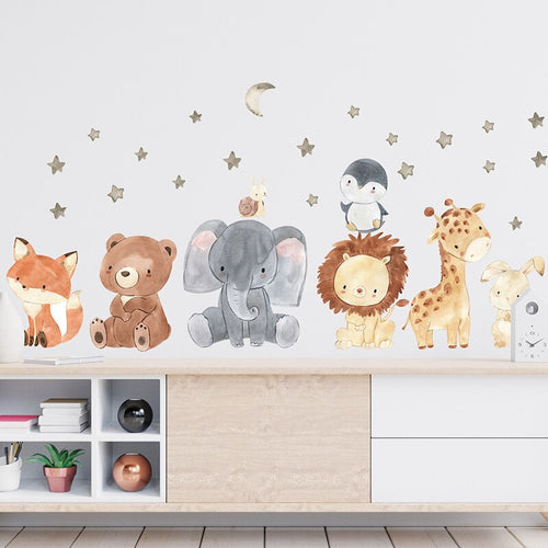 Adesivos decorativos infantis para parede - Animais Fofinhos da Africa
