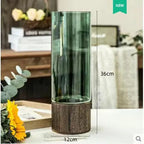 Vaso decorativo hidroponico de vidro e madeira - Wood Design
