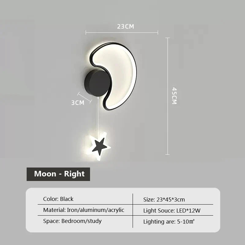 Luminária Infantil de Parede LED Cloud Star Moon