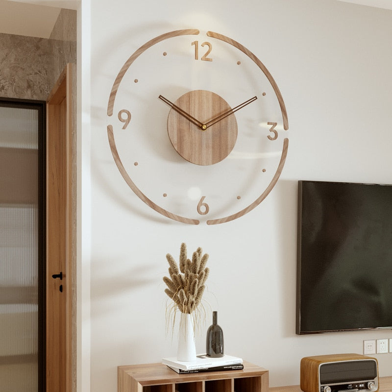 Relógio de Parede Decorativo Moderno de Madeira - WoodCraft Elite