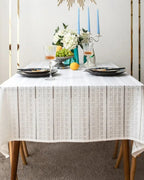 Toalha de Mesa de Algodão Branco com Bordado Francês