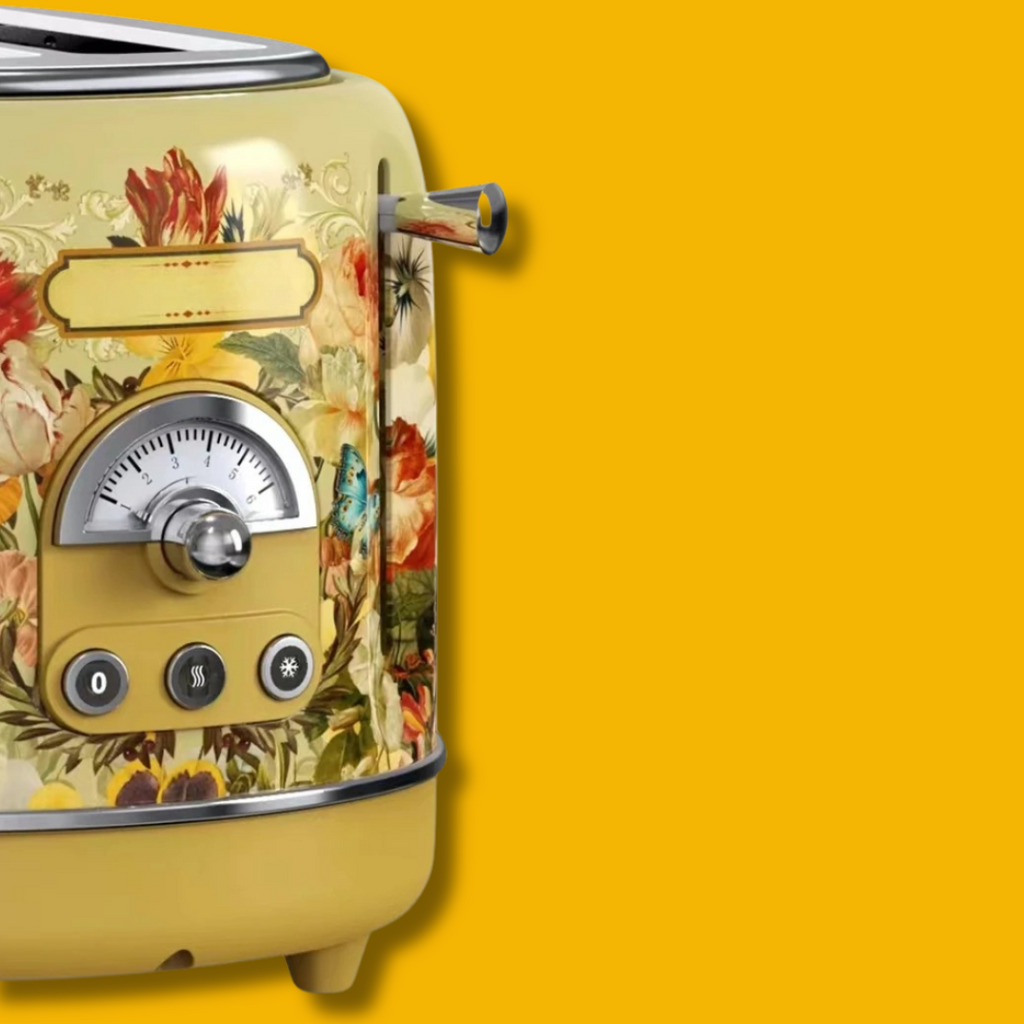 Torradeira Vintage Retrô Desenhada a Mão para 2 Fatias com Função Automática