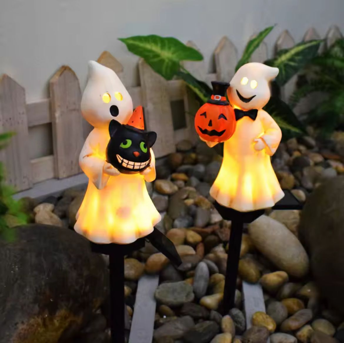 Kit Luminária Solar Abóbora Decorativa - Halloween