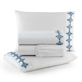 Jogo de Lençol Paris Percal 300 Fios Bordado Branco Mosaic