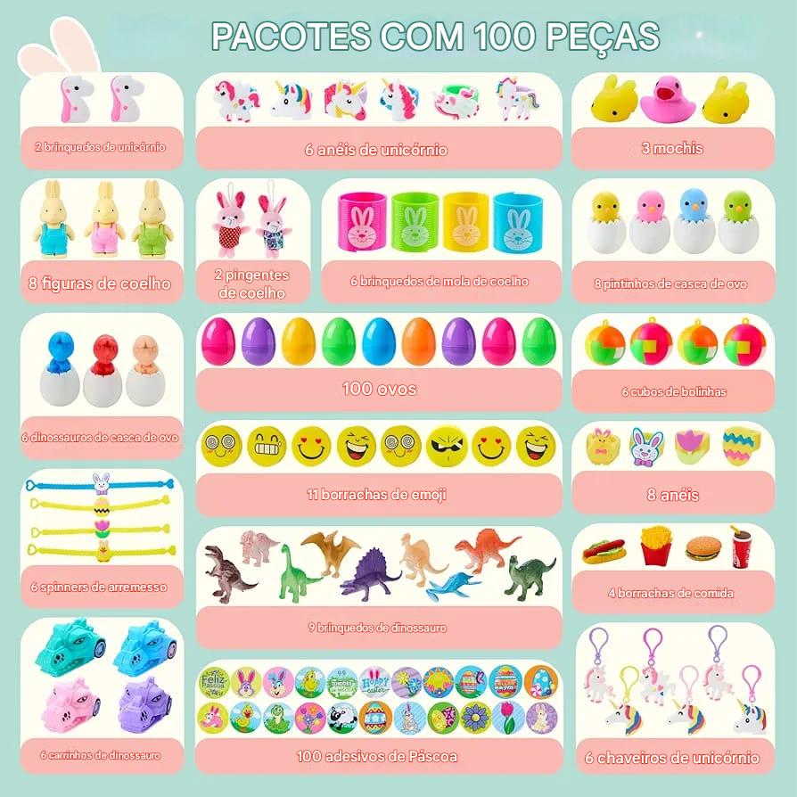 Kit de ovos plásticos recheados com brinquedos surpresa