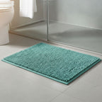 Tapete De Banheiro Bolinha Popcorn Antiderrapante 60x40cm Chenille Azul Claro