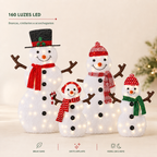 Família de Bonecos de Neve Iluminada – Encanto de Natal