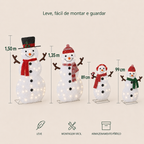 Família de Bonecos de Neve Iluminada – Encanto de Natal